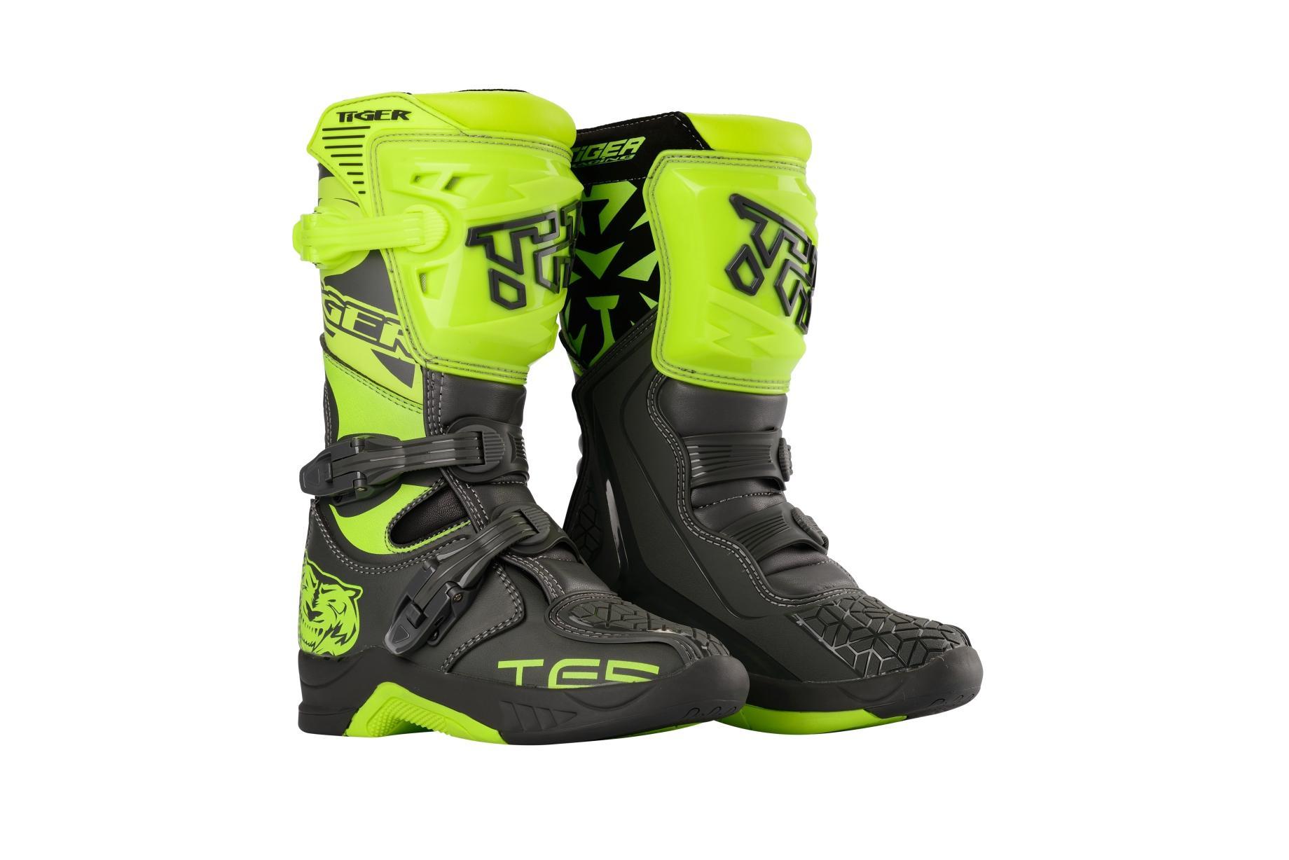 Мотоботы TIGER MTR-TE006 черный/лайм